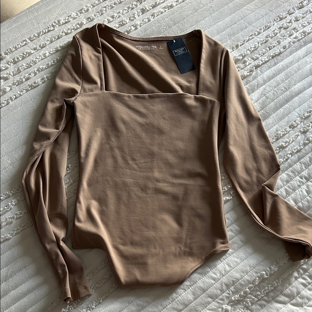 Abercrombie & Fitch Tan Long Sleeve Bodysuit
